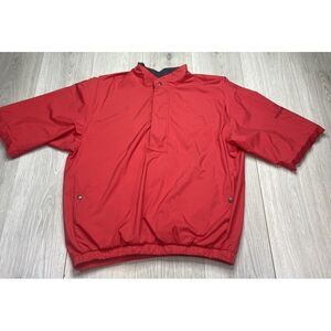 DryJoys FootJoy Jacket Shirt Men Medium Red  Golf Windbreaker Pullover 1/4 Zip‎